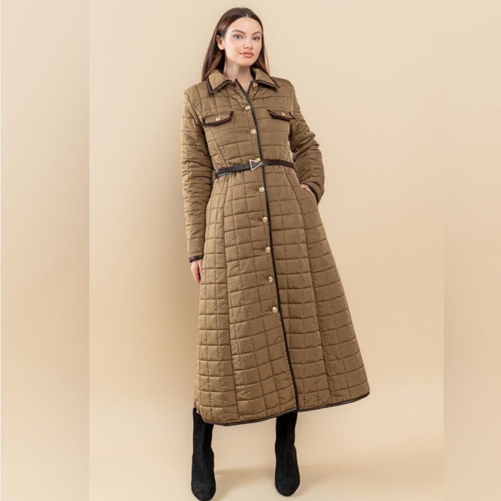 NWT The Sang Sara Full Skirt Bubble Maxi Coat In Mocha size Large Fits like Med